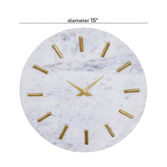 CosmoLiving by Cosmopolitan White Marble Contemporary Wall Clock, 15" x 15" x 1"